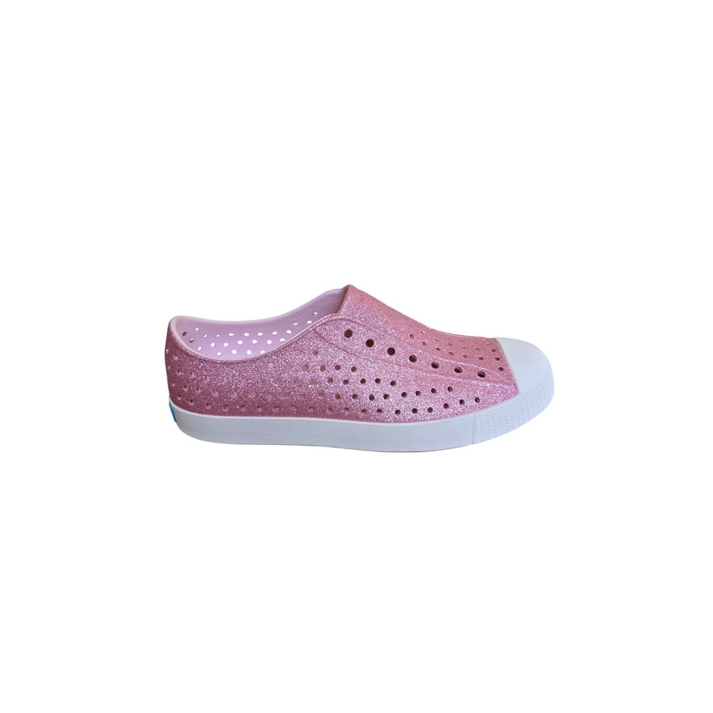 Native Jefferson Glam Pink Glitter Slip On Sneakers Big Kids Size J4 Shoes
